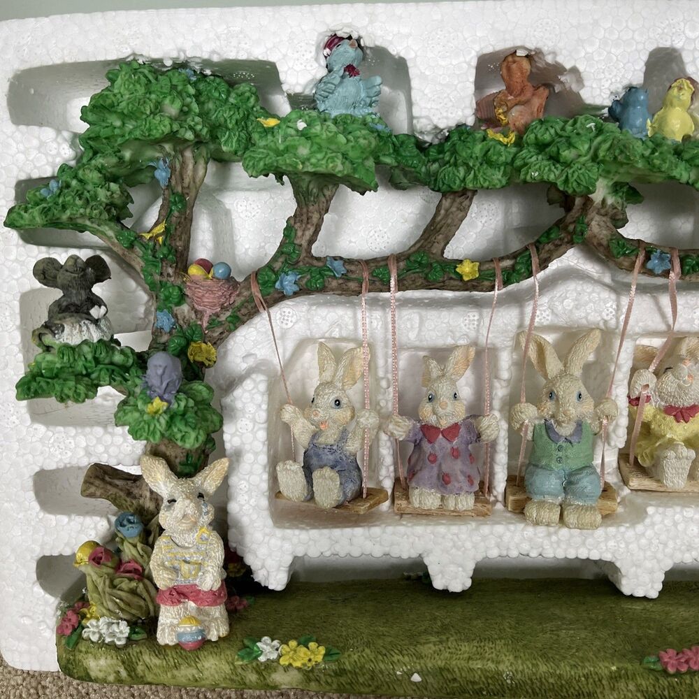 VTG‎ Jaimy Quintet of Swinging Bunnies Scene Easter Spring Figurine Sculpture - Picture 7 of 11